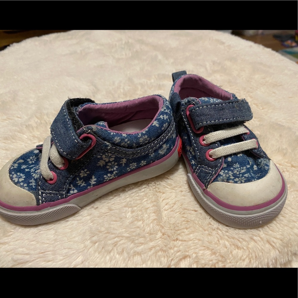 Blue and pink See Kai Run floral sneakers